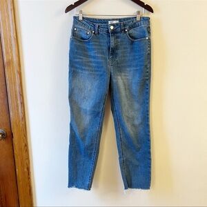 OAT Medium Blue Wash High Rise Straight Leg Jeans Size 10/30